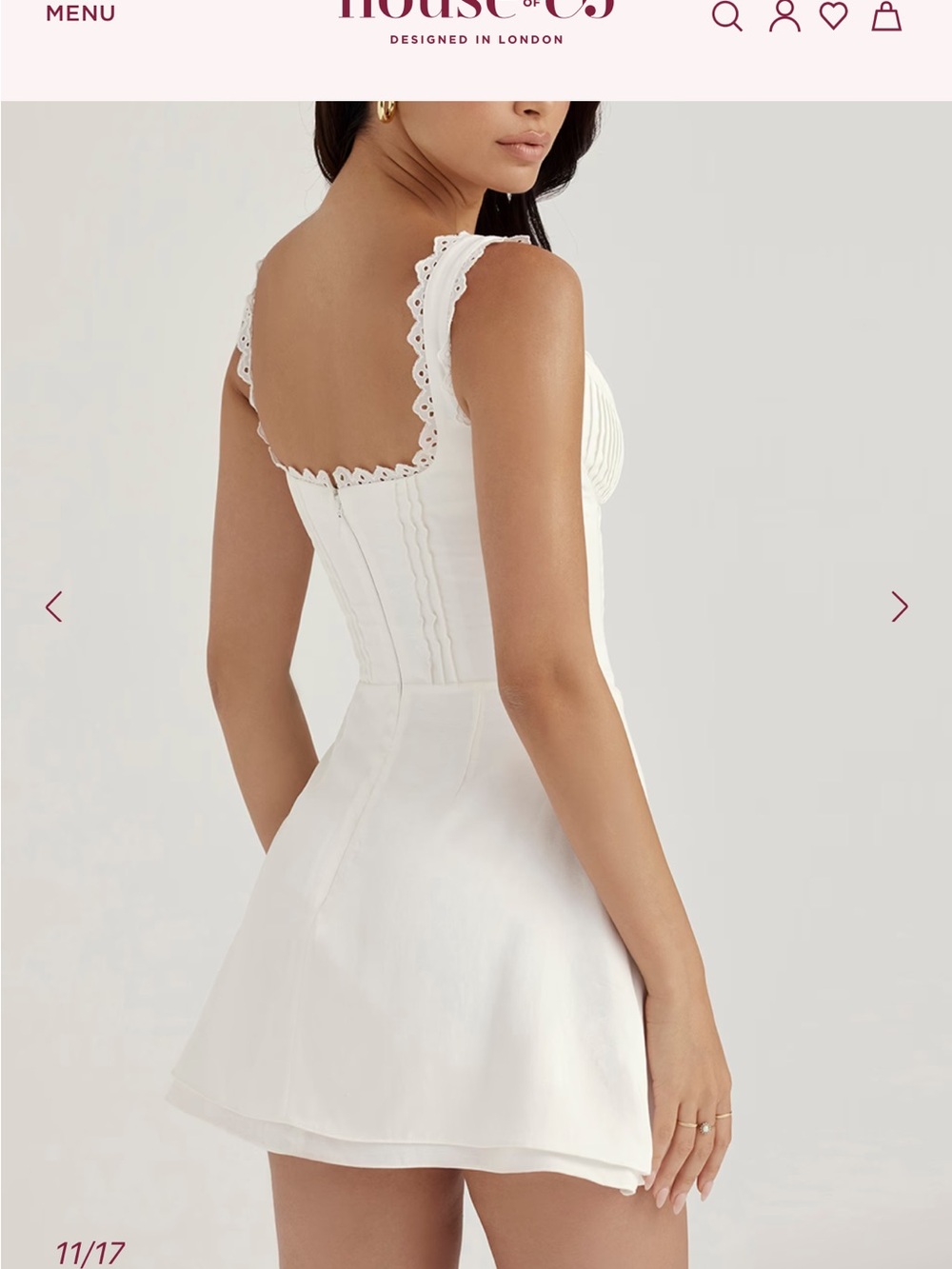 White Lace-Trim Mini Dress house of CB Tilly size L SB8548 new with tags - Picture 8 of 10